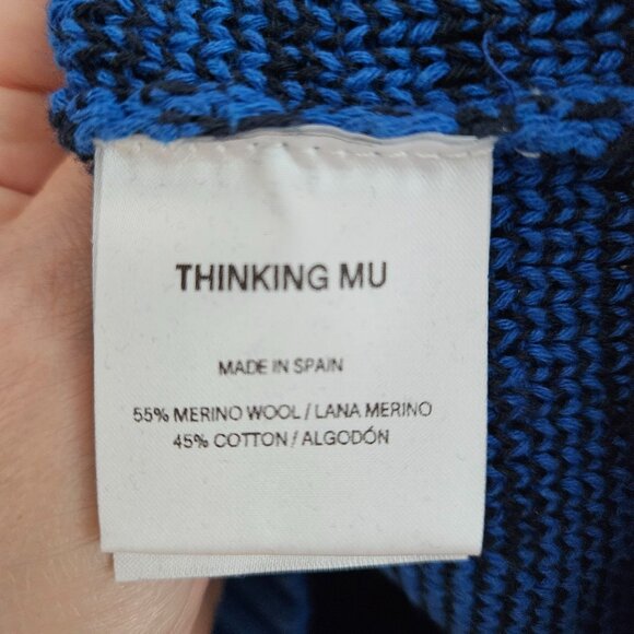 Thinking Mu Miranda Japan Merino Wool Blue Sweater Size Medium - Picture 6 of 7